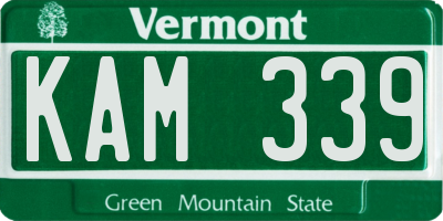 VT license plate KAM339