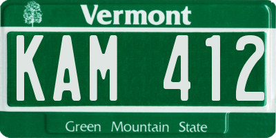 VT license plate KAM412