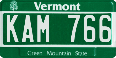VT license plate KAM766