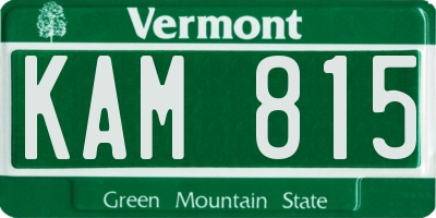 VT license plate KAM815