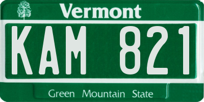 VT license plate KAM821