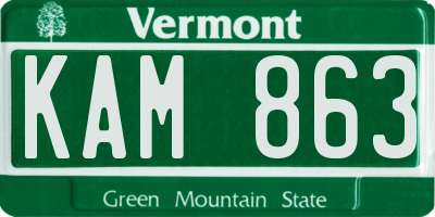 VT license plate KAM863