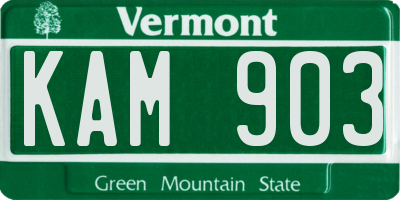 VT license plate KAM903
