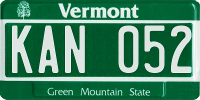 VT license plate KAN052