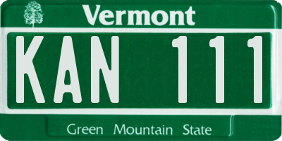 VT license plate KAN111