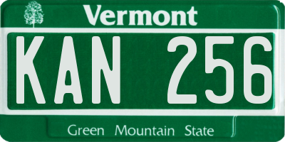 VT license plate KAN256