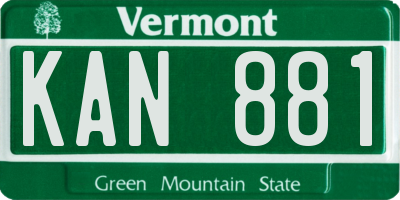 VT license plate KAN881