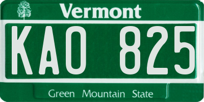 VT license plate KAO825