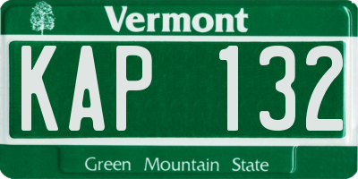 VT license plate KAP132