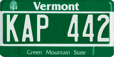 VT license plate KAP442