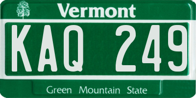 VT license plate KAQ249