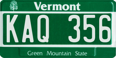 VT license plate KAQ356