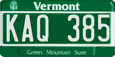 VT license plate KAQ385