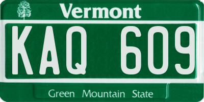 VT license plate KAQ609