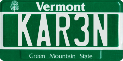 VT license plate KAR3N