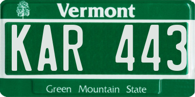 VT license plate KAR443