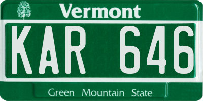 VT license plate KAR646