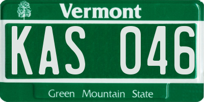 VT license plate KAS046
