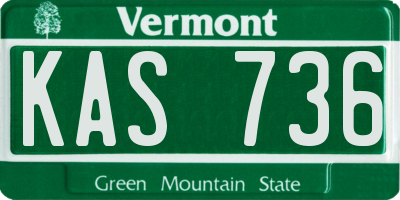 VT license plate KAS736