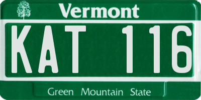 VT license plate KAT116
