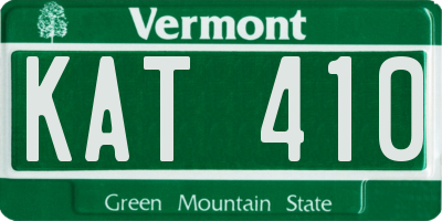 VT license plate KAT410
