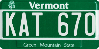 VT license plate KAT670