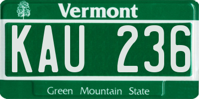 VT license plate KAU236
