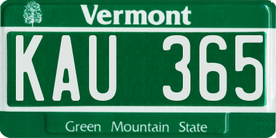 VT license plate KAU365