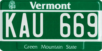 VT license plate KAU669