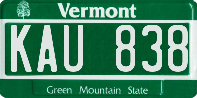 VT license plate KAU838