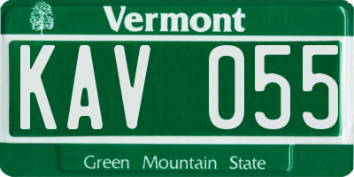 VT license plate KAV055
