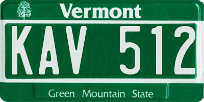 VT license plate KAV512