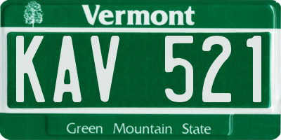 VT license plate KAV521
