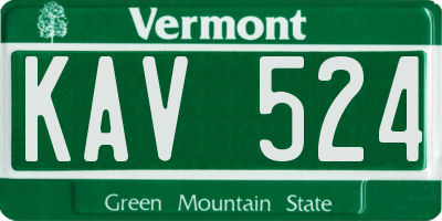 VT license plate KAV524
