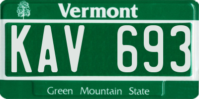 VT license plate KAV693