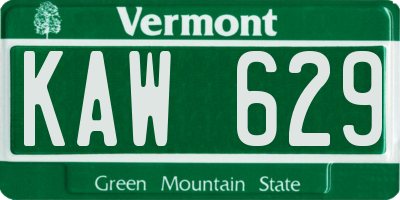 VT license plate KAW629
