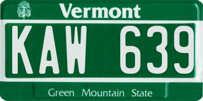 VT license plate KAW639