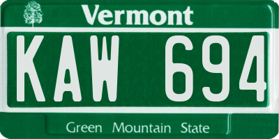 VT license plate KAW694