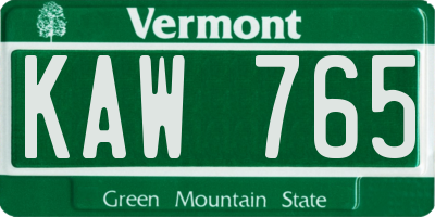 VT license plate KAW765