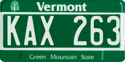 VT license plate KAX263