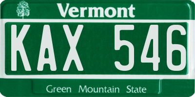VT license plate KAX546