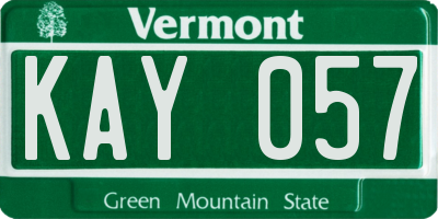 VT license plate KAY057