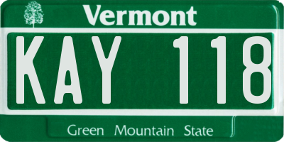 VT license plate KAY118