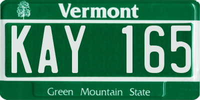 VT license plate KAY165