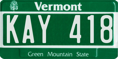 VT license plate KAY418