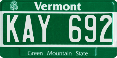 VT license plate KAY692