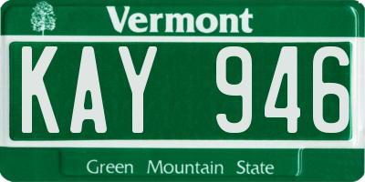 VT license plate KAY946