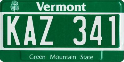 VT license plate KAZ341