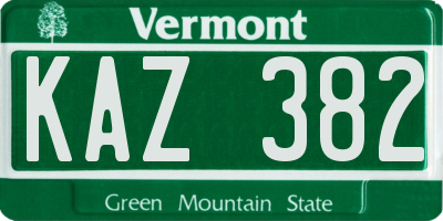 VT license plate KAZ382