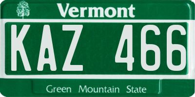 VT license plate KAZ466